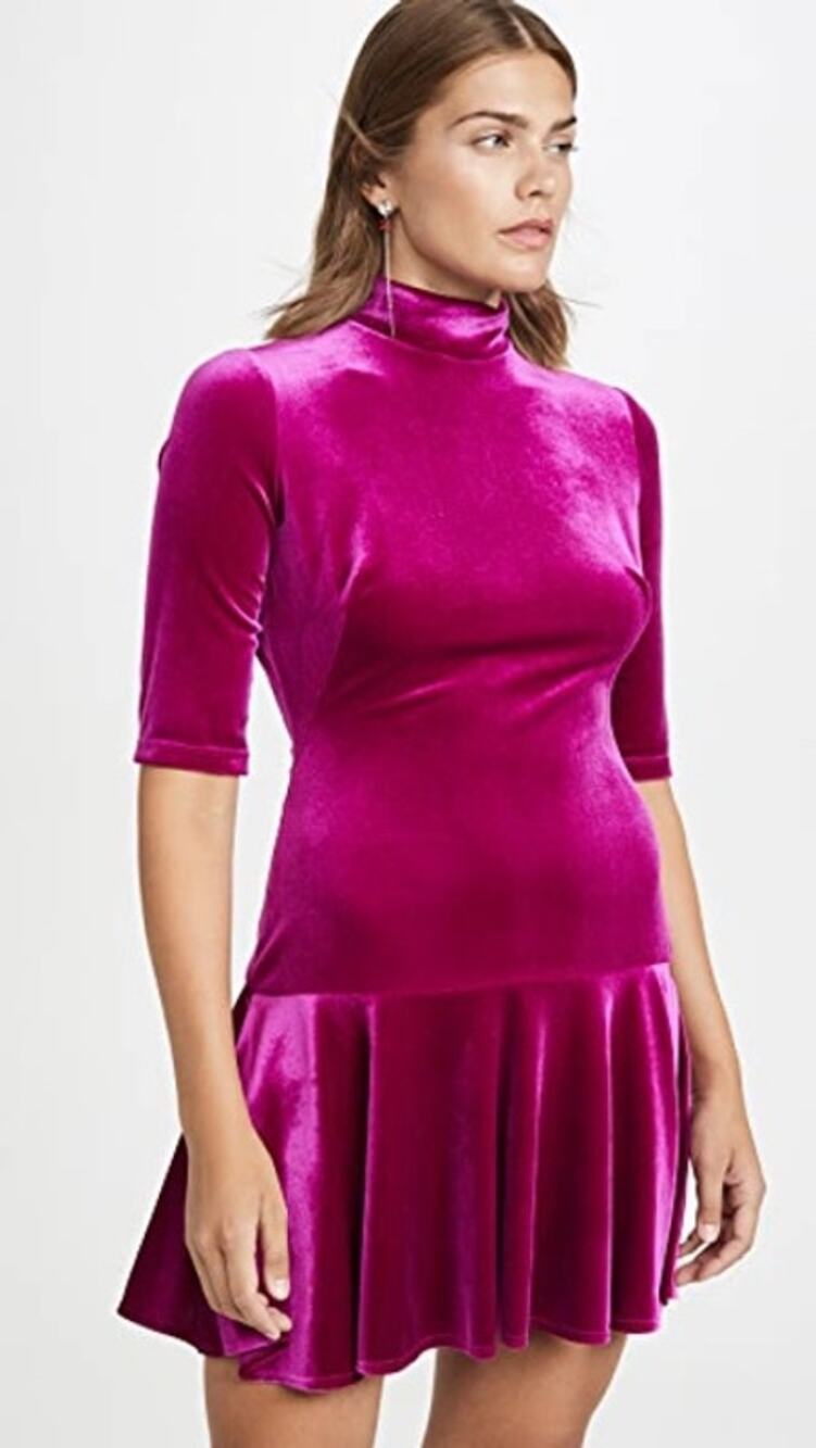 Black Halo Reeder Obsession Pink Velvet Mock Neck Mini Dress Size 4